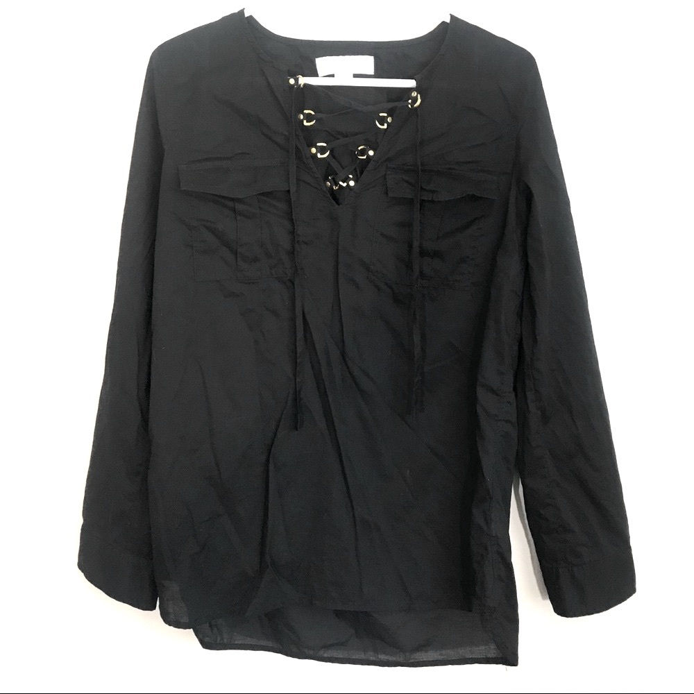 Micheal Kors blouse black tie up size small